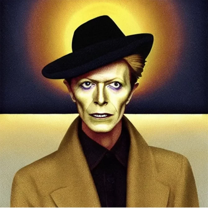 David Bowie in the style of Grant Wood     6